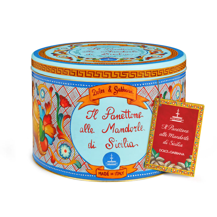 Fiasconaro - Panettone alle Mandorle Kg 1 Latta Acqua Marina - Collezione Dolce & Gabbana