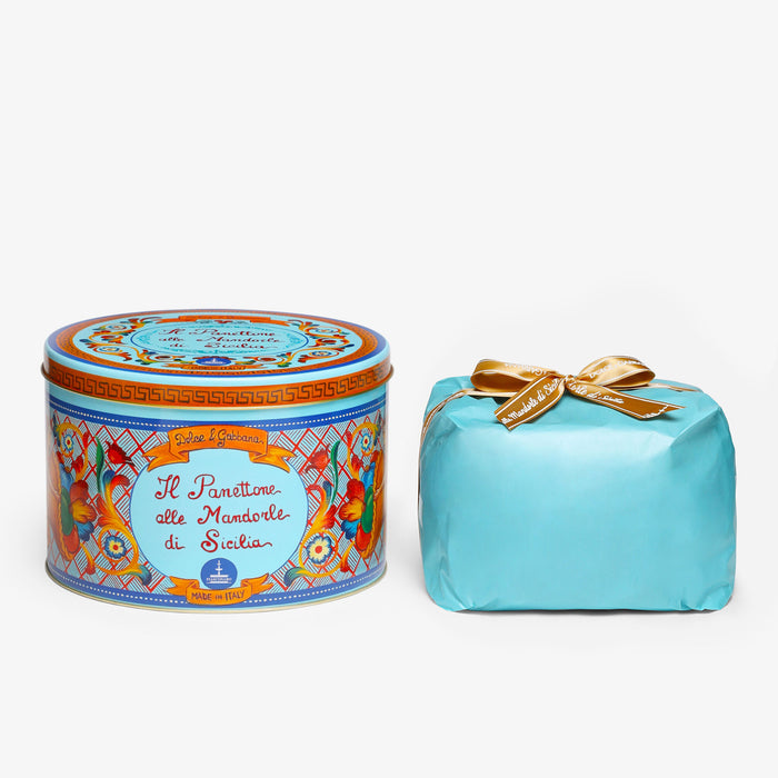 Fiasconaro - Panettone alle Mandorle Kg 1 Latta Acqua Marina - Collezione Dolce & Gabbana