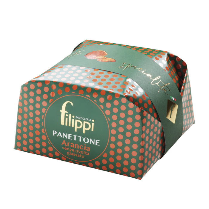 Pasticceria Filippi - Panettone con Arancia Candita senza Uvetta Glassato kg 1