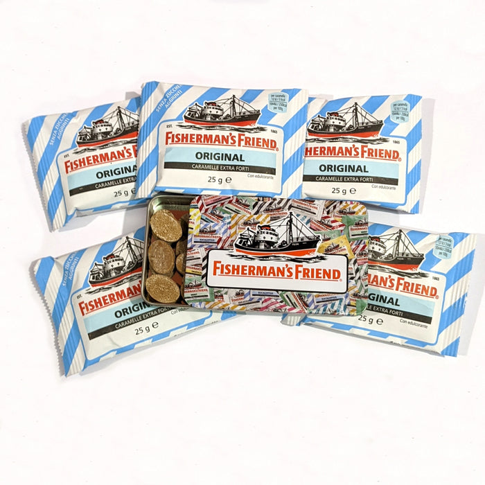 Fisherman's Friend - Lattina porta caramelle e 5 buste Fisherman's Original Senza Zucchero